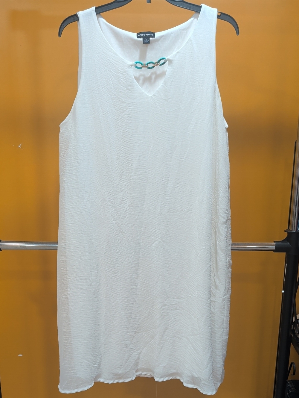 Chloe + Rene White Sleeveless Dress Size L